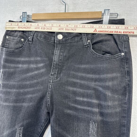 Luxe Moda Jeans Womens Sz 14 Black Fringe Boho Festival Chic Flare Denim Pants - Picture 6 of 11